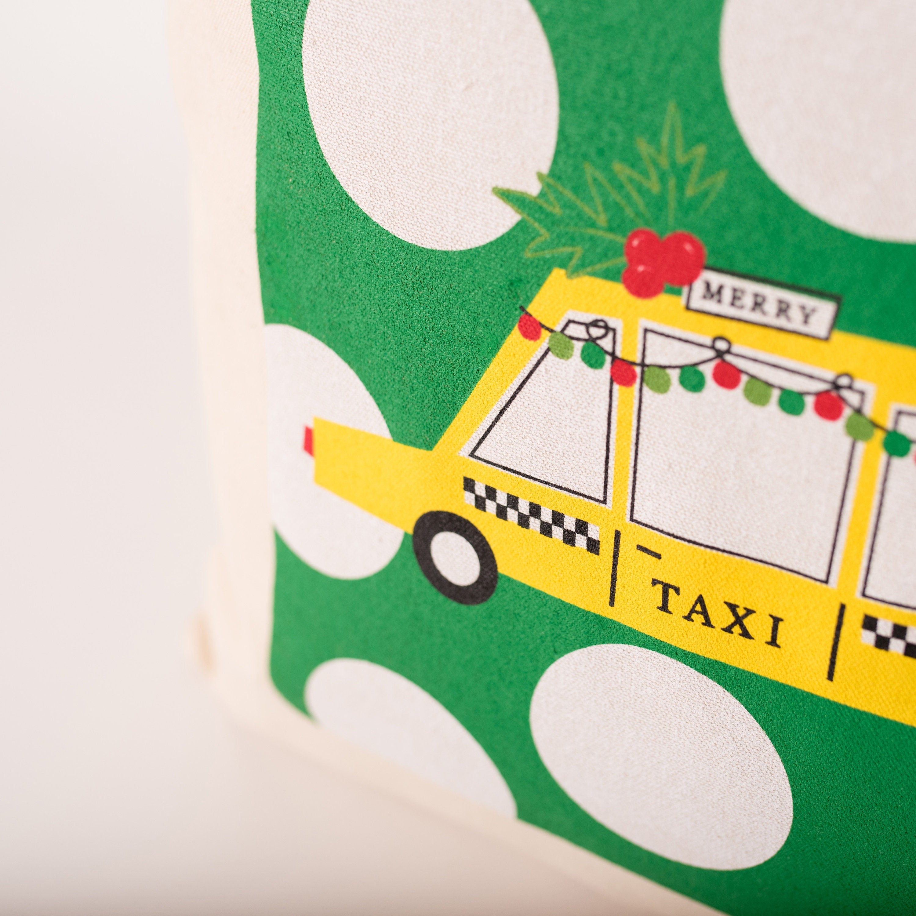 Green Taxi Holiday Pillow Cover