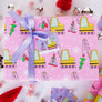 Kids Pink Construction Gift Wrap