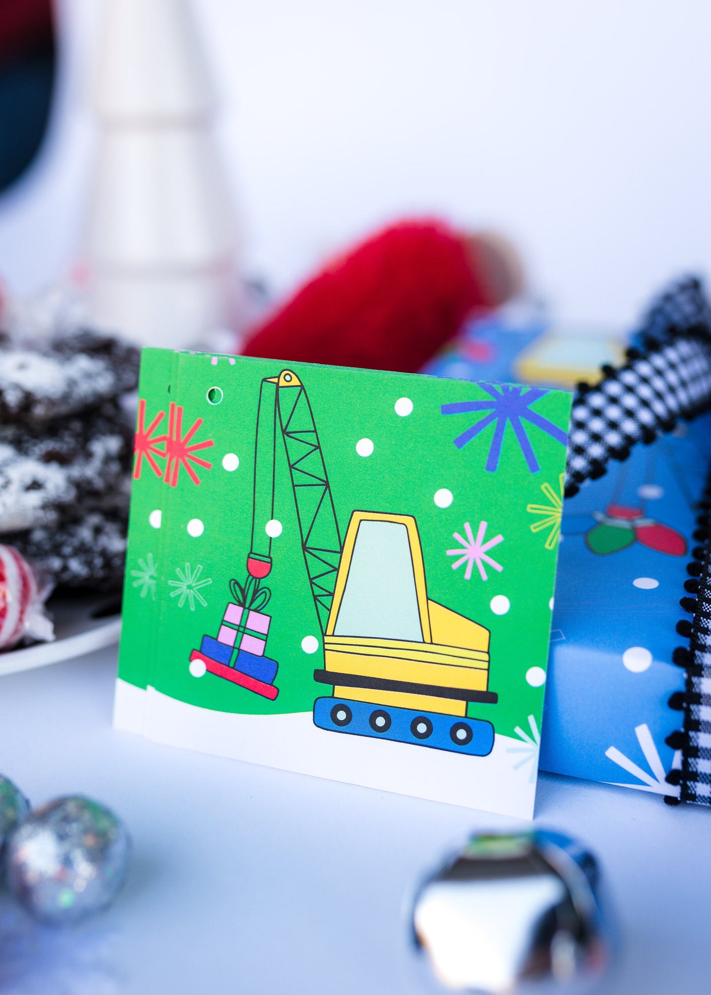 Kids Green Construction Gift Tag Set