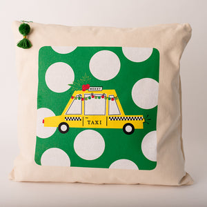 City Christmas Pillow Cover-Green