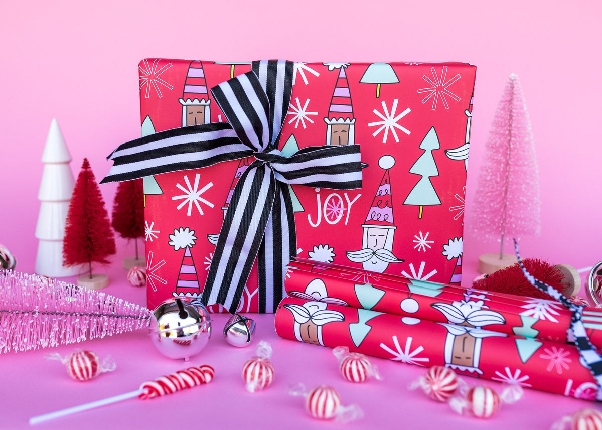 A gift wrapped in holiday paper.