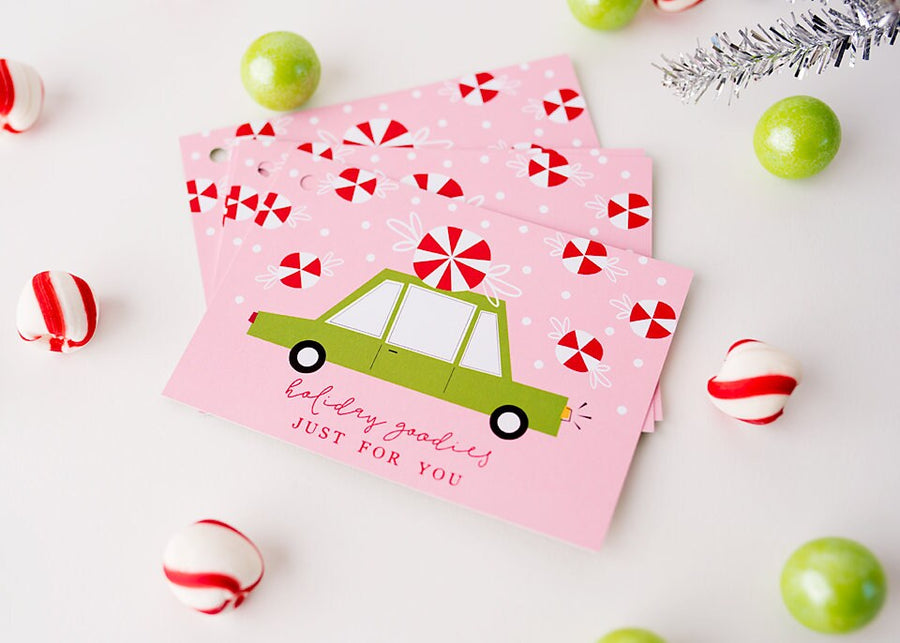 Peppermint Car Oversized Gift Tag Set