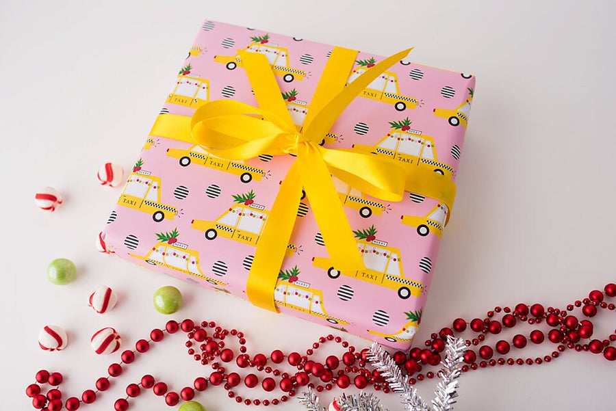 Pink Taxi Holiday Gift Wrap