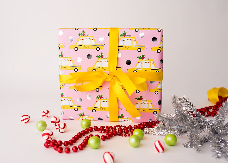Pink Taxi Holiday Gift Wrap