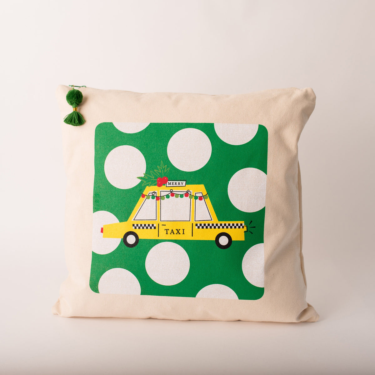 Green Taxi Holiday Pillow Cover