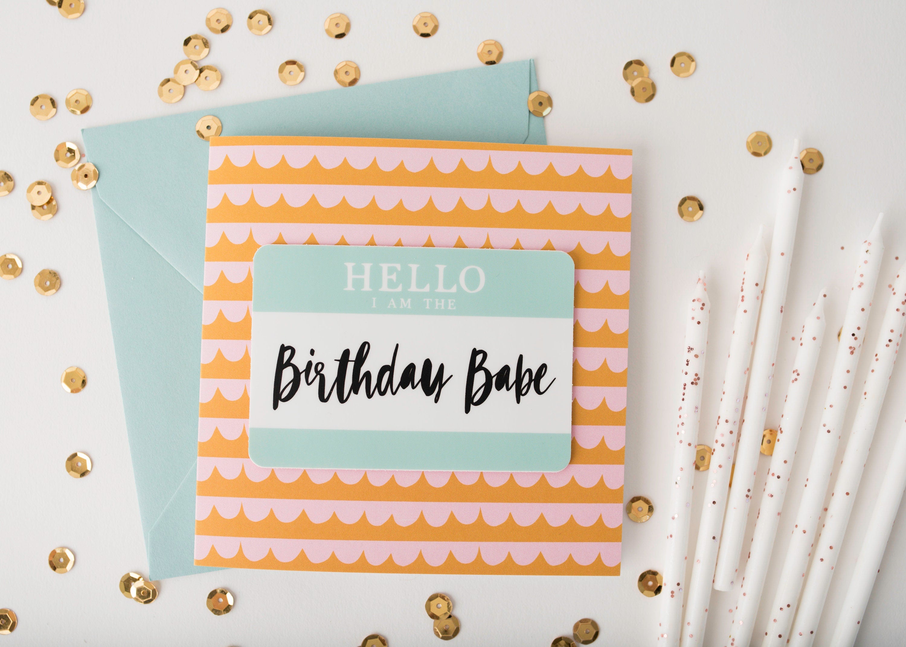 Birthday Babe Sticker Greeting Card
