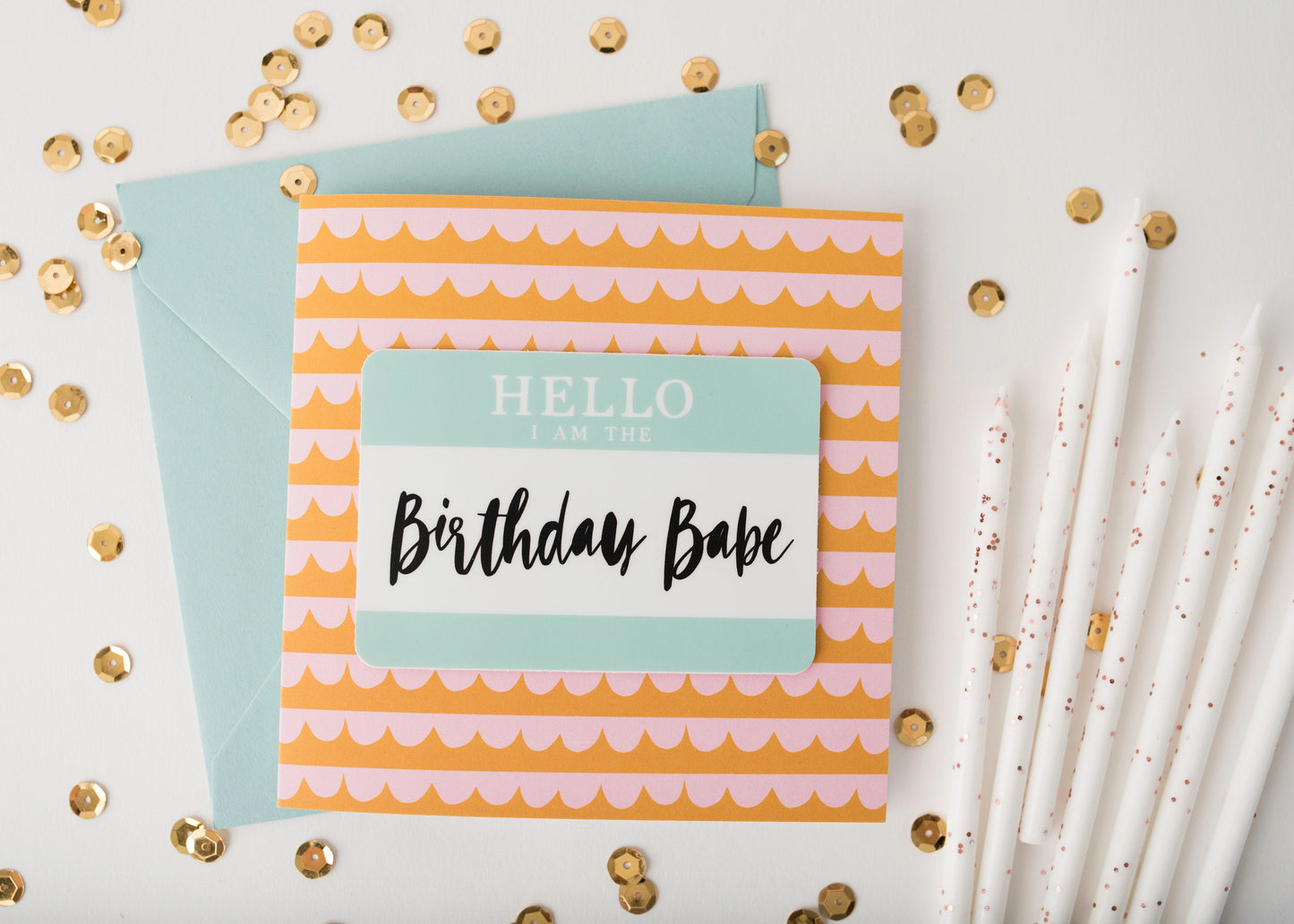 Birthday Babe Sticker Greeting Card