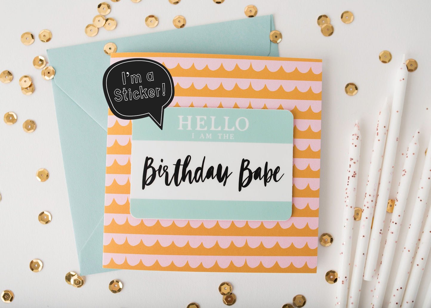 Birthday Babe Sticker Greeting Card