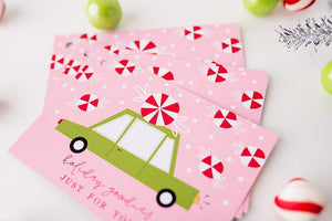 Peppermint Car Oversized Gift Tag Set