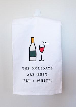 Holidays Are Best Red & White Tea Towel