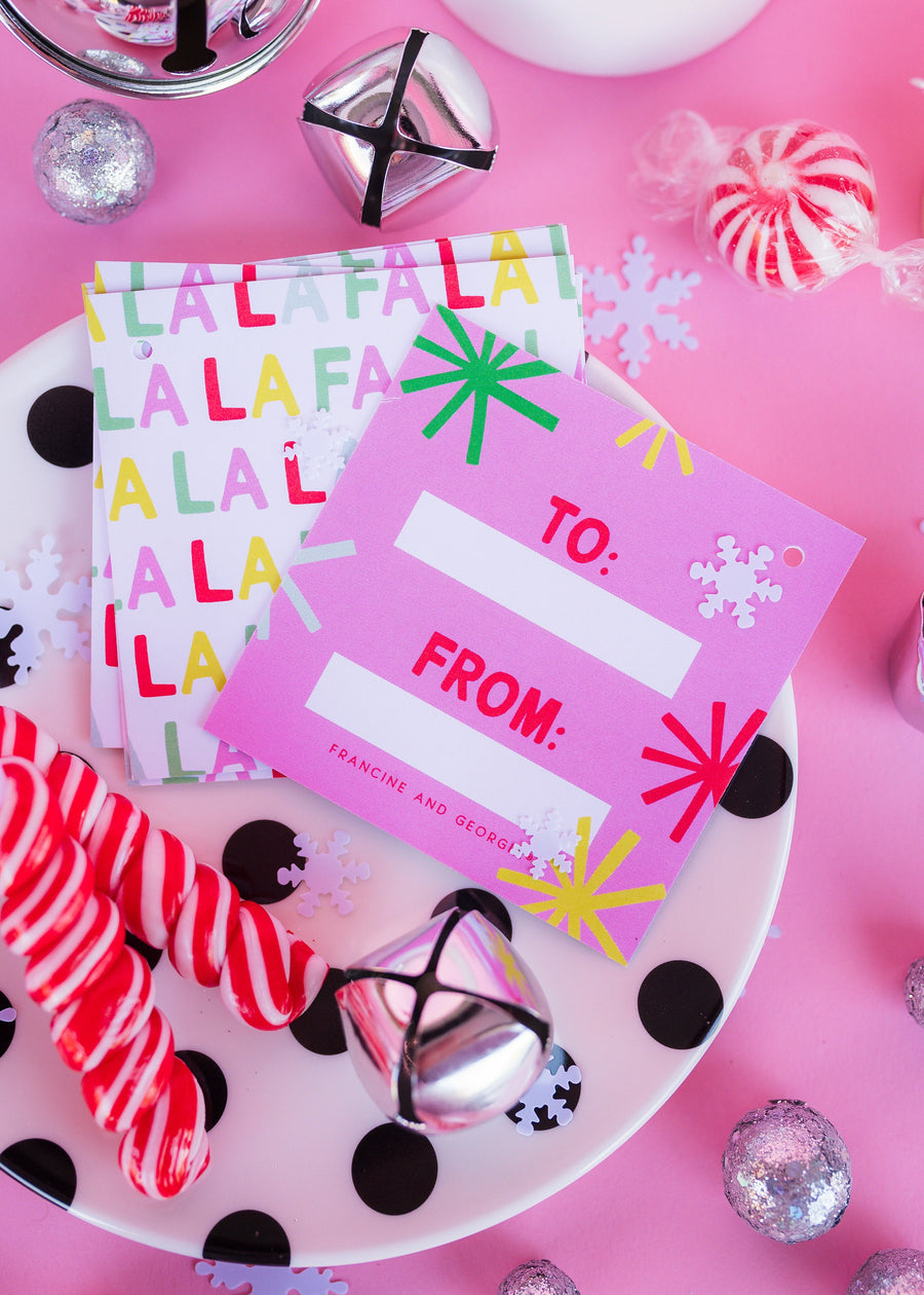 Falalala Pink Gift Tag Set