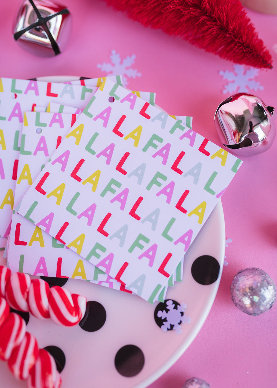 Falalala Pink Gift Tag Set